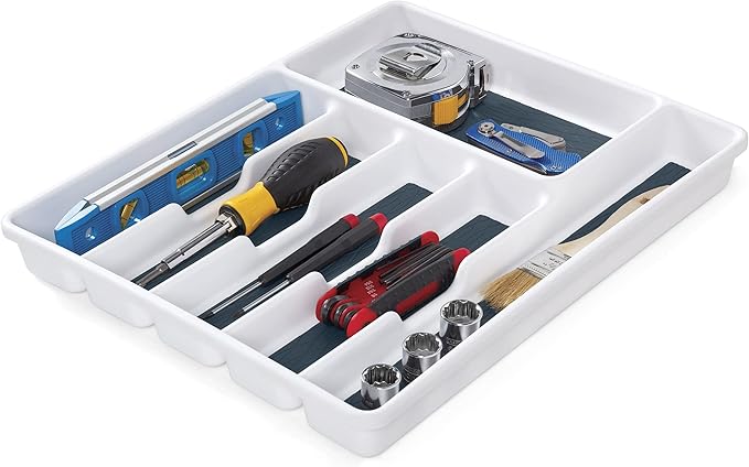 Copco Basics 6 Compartment Drawer Organizer, 15.7 x 12.79 x 1.77-Inch, Star Blue