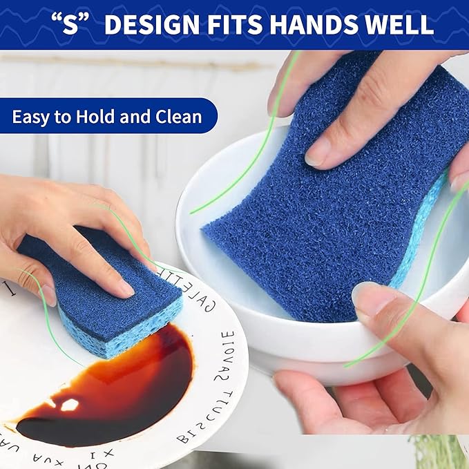 CELOX 12 Sponge Kitchen, Non-Scratch Dish Sponge, Blue