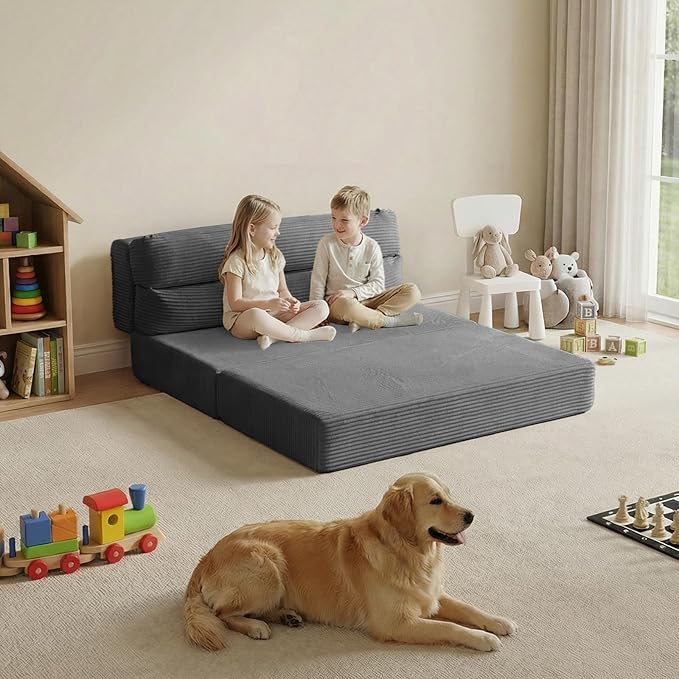 Convertible Sofa Bed with Metal Frame, Boneless Loveseat Sleeper Sofa Futon Sofa Bed Foldable Twin Size Mattress for Living Room, Guest Room