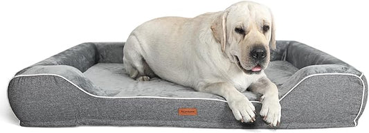 Orthopedic Dog Beds for Large Dogs with Cooling Gel Memory Foam & Egg-Crate Foam Waterproof,XLarge Couch Bed with Sides and Removable Washable Cover for Big Breed Senior Pets,Dark Grey