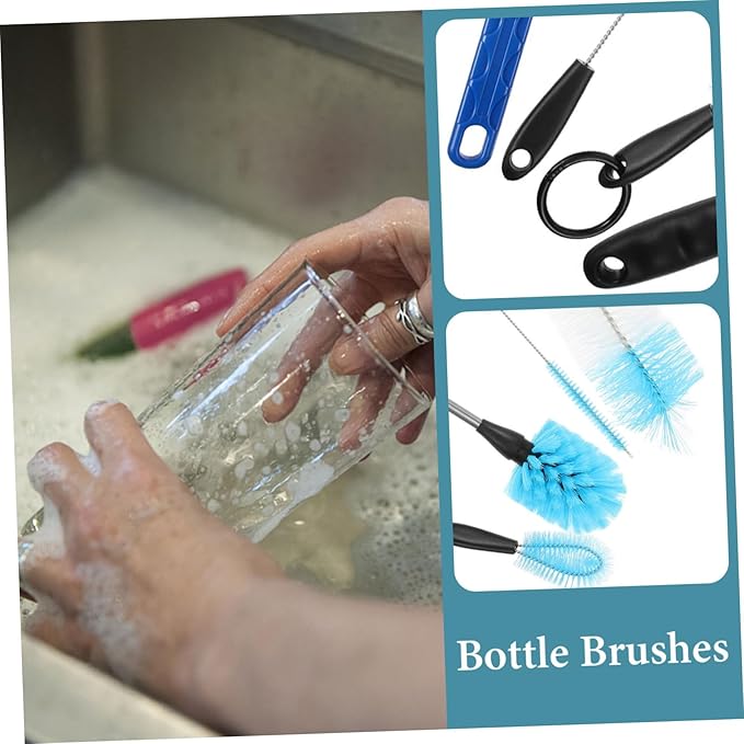1set Bottle Brush and Cup Brush Set Cleaning Tools for Tea Bottles Milk Cleaner Kit Reusable Compact