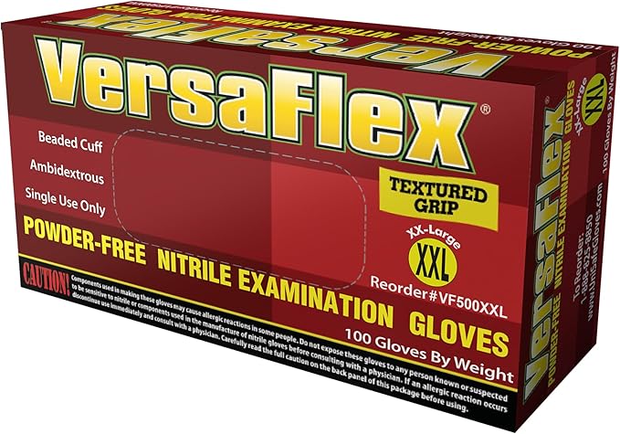Nitrile Exam Gloves, Disposable, Powder Free, Latex Free, Textured, Case of 1000