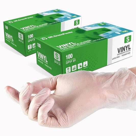 Clear Vinyl Disposable Gloves Food Safe Latex Free Powder Free for Cooking Cleaning Food Service GPVF or MPVF