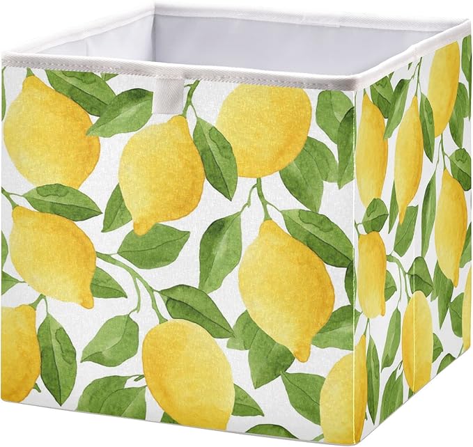 Bolaz Yellow Lemon Closet Organizers Storage Cubes Storage Bins Shelf Baskets Containers for Home Kids Room Toys Office,Rectangle