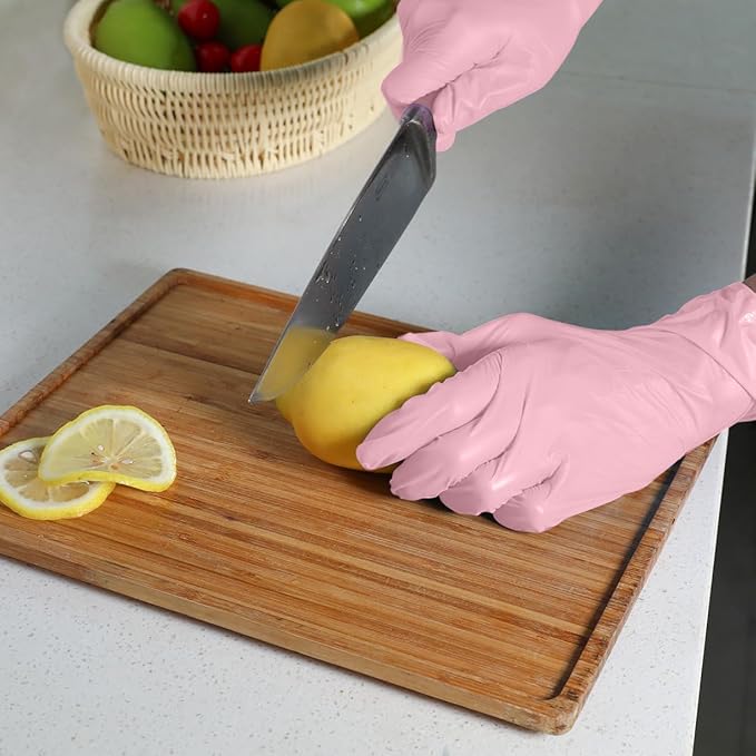 Disposable Gloves Large, Nitrile and Vinyl Blend Material Gloves, Latex Free 4 Mil 1000 Pc Food Grade Glove for Cleaning, Food Prep,Hair Dye,Tattoo, Pink