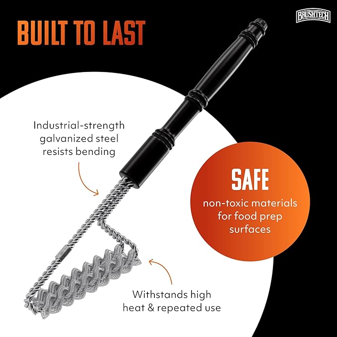 Double Helix Safety Flat-Top Griddle Brush - Non-Toxic Grill Cleaning Brush with Stainless Steel Springs - Heavy-Duty BBQ Grill Cleaner, for Him, Made in USA