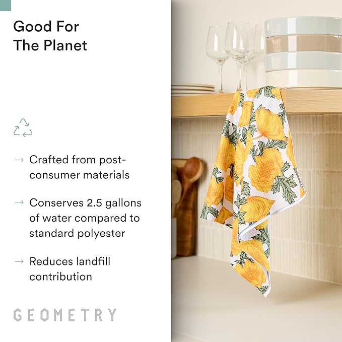 Tea Towels – Spring & Summer Collection – Quick-Dry, Ultra-Absorbent, Reusable Microfiber Kitchen Towels for Drying & Cleaning - Field of Gold - 1 Pack