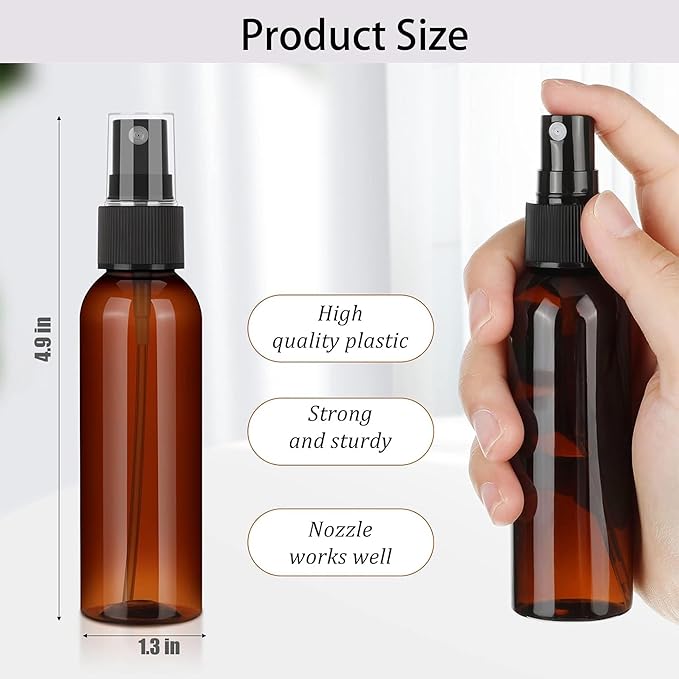100 Pack 2 Oz Plastic Mini Spray Bottles with Refillable Mist Sprayer for Travel and Household Use for Perfume Essential Oils Cleaning (Wine Red)