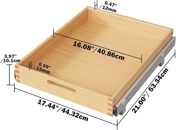 Pull Out Drawers for Cabinets 18"W x 21"D, Heavy-Duty Slide Out Wood Drawer Shelf, Pull Out Cabinet Organizer 100 lbs Capacity, Base Cabinet Organization for Kitchen, Pantry