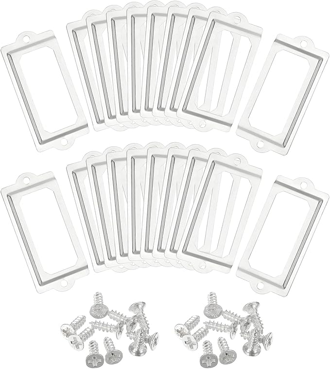 uxcell Metal Label Holders, 70x33mm 40pcs File Name Card Tag Label Holder Frame for Office Library Drawer Cabinet Shelves, Silver Tone