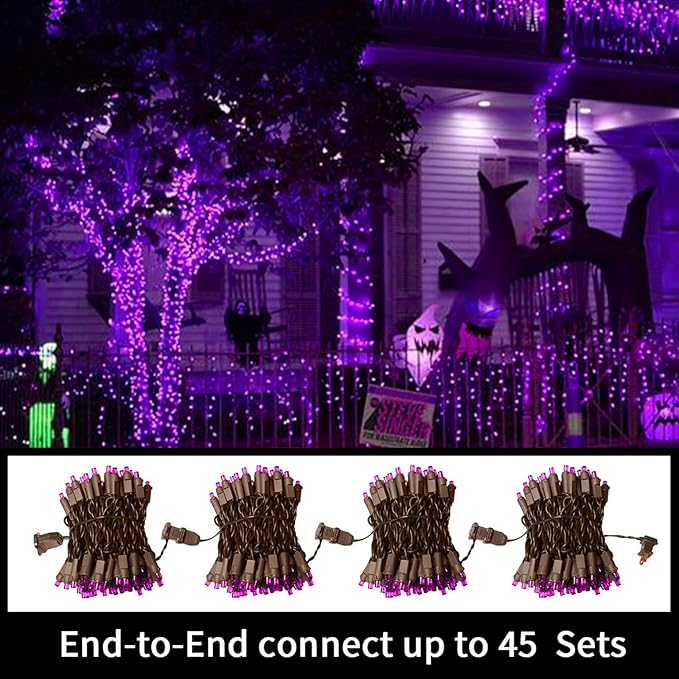 LAMPHOME Purple Halloween Lights, 21.6FT100 LED Halloween String Lights, Waterproof & Connectable Mini Christmas Light, Plug in for Indoor Outdoor Holiday Christmas Party Bedroom Decorations