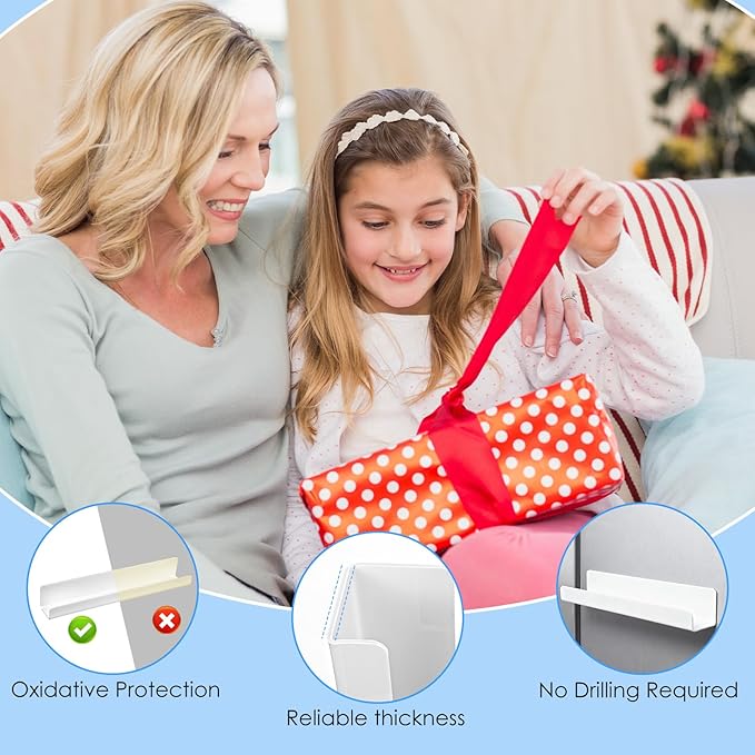 3 Pcs Magnetic Book Shelf for Whiteboard, Heavy-Duty Acrylic Magnetic Book Holder with 8 lbs Capacity, Versatile White Board Shelf for Classroom Office Kitchen Refrigerator Organization (White)