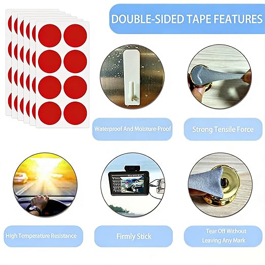 Round Double Sided Tape, Heavy Duty Mounting Tape, Sided Adhesive Tape, Removeable Foam Tape Strips for Automotive, Home, Office Decor (Round 1''-48pcs)