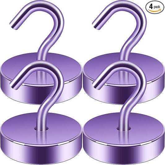 Neosmuk Magnetic Hooks, Cruise Ship Essentials, 8lb+ Heavy Duty Magnetic Hooks for Cruise Cabins, Refrigerator, Grill, Hanging, and Travel | Extra Strong Must-Haves Magnet Hook,Purple