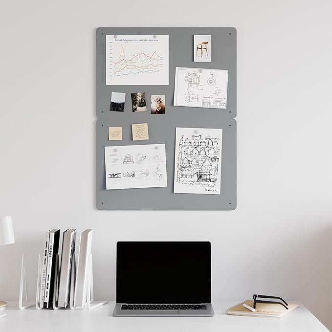 2 Pack Magnetic Board for Wall, 17.5" x 11.4" Magnet Bulletin Memo Board, Metal Sheets to Display Magnetic Letter Number Souvenir, Notes, Poetry, Photos, Silver