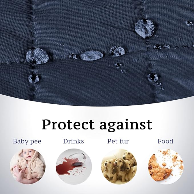 H.VERSAILTEX Reversible Couch Cover Sofa Cover Water Resistant Furniture Protector for Dogs Non Slip Couch Cover with Elastic Strap Machine Washable Sofa Slipcover Seat Width to 66"(Sofa, Navy/Beige)