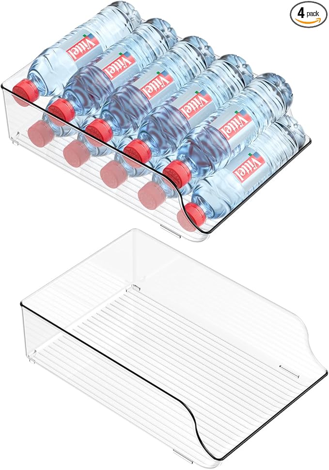 Water Bottle Soda Drink for Fridge,Refrigerator Pantry Clear Box Organizer Storge (4 PACK)