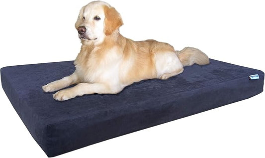 Dogbed4less Orthopedic Gel Memory Foam Pet Dog Bed, Waterproof Liner with External Microsuede Cover and Bonus Antislip Cover (Microsuede Espresso, 55"X47"X4" Inches)