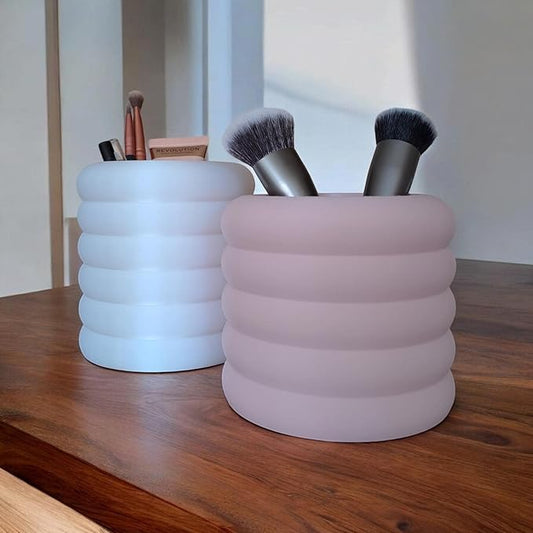 Modern Makeup and Desk Organizer Cup Set | Minimalist Ribbed Storage Containers | Compatible with Handcrafted Eco Friendly Home Decor