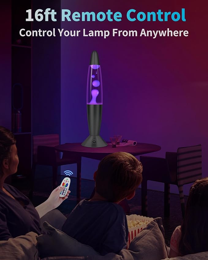 Color Changing Large Liquid Motion Lamps: 17 Colors LED Black Night Light for Adults with Remote & Timer, Smart Ambient Mood Lighting for Bedroom Office, Cool Christmas Birthday Gifts, 16 Inch