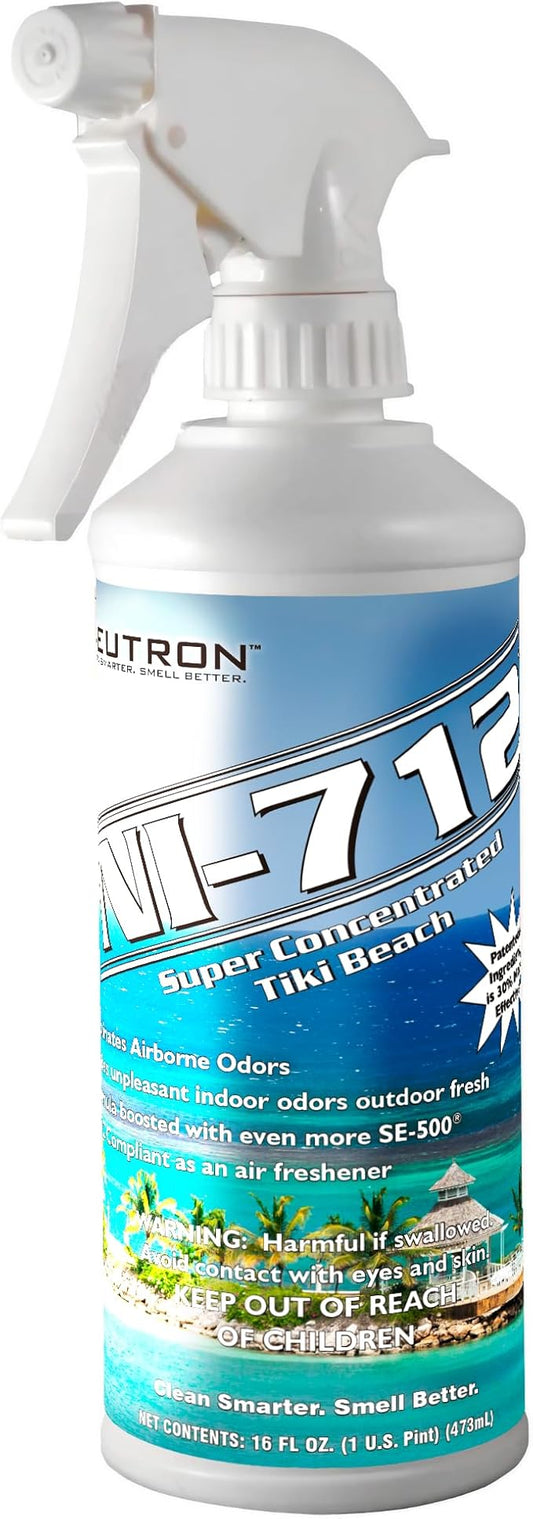 Neutron Industries NI-712 Tiki Beach Odor Eliminator Spray (1 bottle) – Powerful, Long-Lasting Odor Neutralizer – Instant Air Freshener for Home, Car & More – Pint-Sized (16 oz)