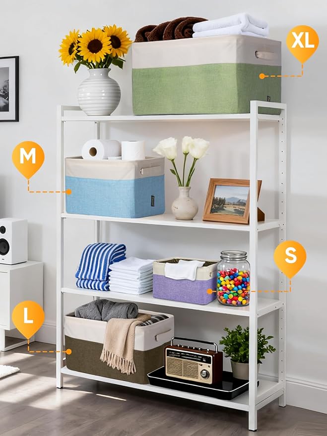 BALEINE 1 Pack Fabric Closet Storage Bins for Shelves, Linen Closet Organizers and Storage, Decorative Baskets for Organizing, Shelf, Clothes, Home, Office (Navy Blue, 15''x11''x9.5'')