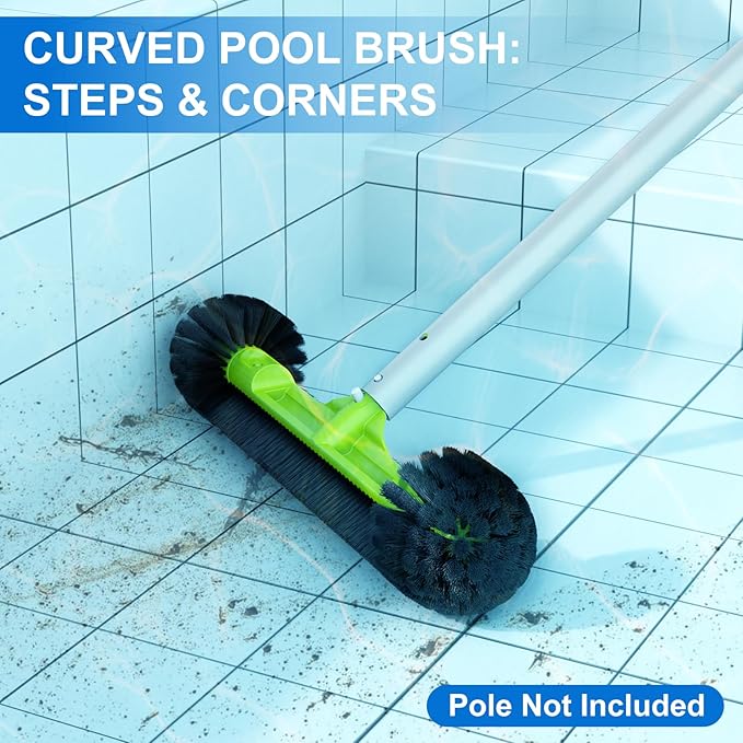Sepetrel 18" Wide Pool Brush Head for Cleaning Walls,Inground/Above Ground Swimming Pool Scrub Brushes with Round Ends