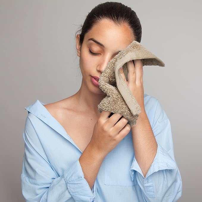 Face Towels Pack of 12 – 100% Cotton Wash Cloths (12x12 inch) – Soft, Quick Dry & Highly Absorbent Hand Towels for Bathroom, Spa, Gym, Kitchen and for Daily Use - (Beige)