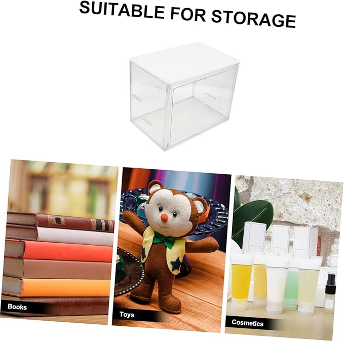 ERINGOGO Stackable Book Storage Box for Students Dustproof Organizer Container Lid for Classroom and Home Use Multi-functional Bookcase Display
