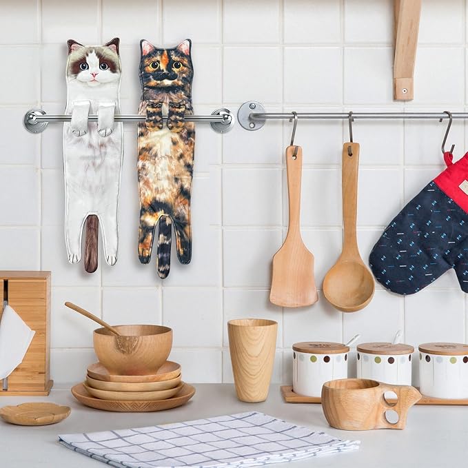 PAT JUUMG Funny Ragdoll Cat Hand Towels for Bathroom Kitchen, Cute Home Decorative Hanging Face Towels, Super Absorbent Soft, Cat Lovers Gifts for Women, Housewarming Gift