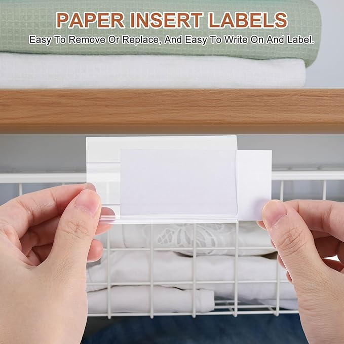 PATIKIL 3.1" x 1.7" Wire Shelf Label Holder, 20 Pack Reusable Plastic Price Tag Display Clip for 0.28" to 0.47" Thick Shelves with Paper Inserts Pens for Home Market Store, Clear