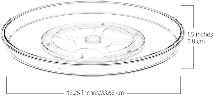 14" Lazy Susan Organizer. 360 Degree Rotating Turntable for Cabinets, Fridge, Pantry, Bathroom, Under Sink Organizing, Vanity, Countertops, Organizer for Spices Clear 2 Pack