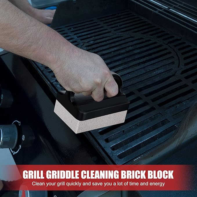 26 Pack Grill Griddle Cleaning Brick Block Pumice Stones Scrubbing Grill Cleaning Stone Griddle Scrubber Cleaner with Handle for Outdoor BBQ Flat Top Cookers Removing Greases Stains
