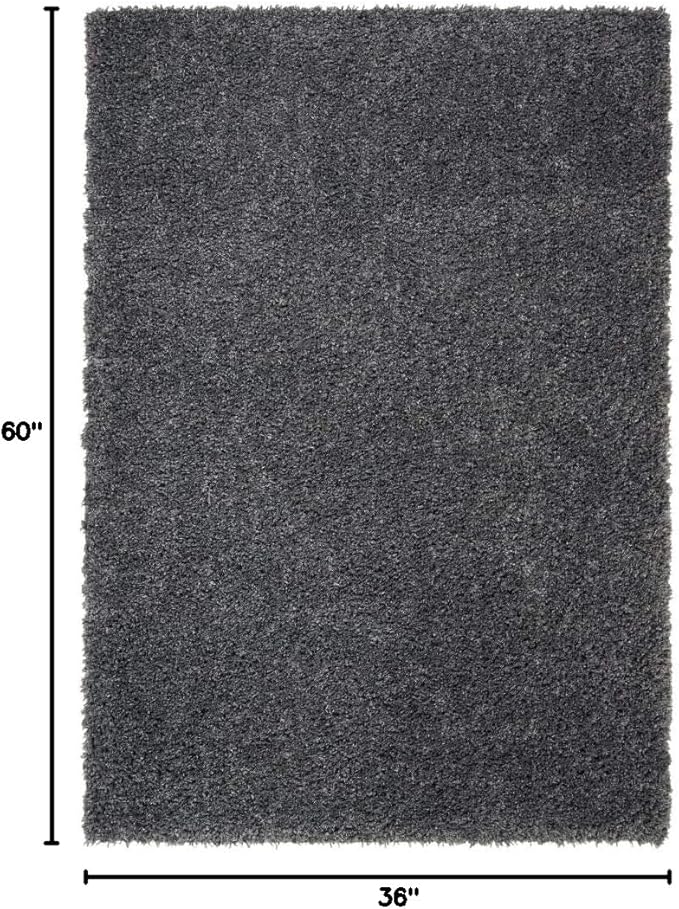 SAFAVIEH August Shag Collection Accent Rug - 3' x 5', Charcoal, Solid Design, Non-Shedding & Easy Care, 1.5-inch Thick Ideal for High Traffic Areas in Entryway, Living Room, Bedroom (AUG200H)