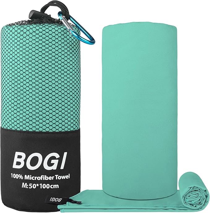 Microfiber Travel Sports Towel-Quick Dry Travel Towel,Soft Lightweight Absorbent Compact Sports Towel for Camping Gym Beach Bath Yoga Swimming Backpacking (M:40''x20''-Mint)