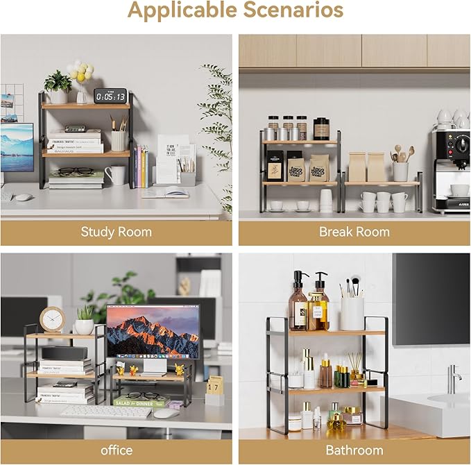YGYQZ Desk Organizer Shelf，2 Tier Detachable Table Top Bookshelf, Freestanding Display Shelf for Office, Dormitory, Home