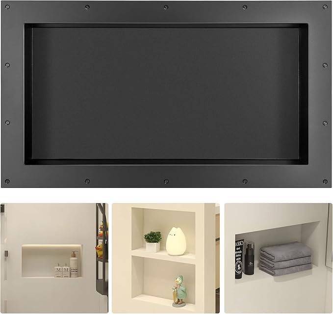 Suteck Shower Niche 16"x 28" Outer Size, Single Shelf Large Niche Inner Size 24"x 12" Tile Ready Niche for Showers Bathroom Storage Recessed Shower Box