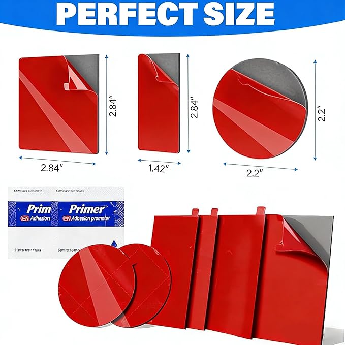 4Pcs 2.83" VHB Dash Cam Adhesive Pad , Heat Resistant Square Double Sided Car Mount Sticky Pad, Sticky Tape for Car Windshield, Dashboard, GPS, Includes 2 Replacement Sticky Pads (2.83" * 2.83")