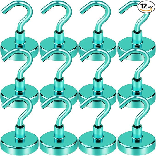 LOVIMAG Cruise Ship Essentials, 85Lb Magnetic Hooks for Cruise Cabins, Strong Magnetic Hooks for Hanging, Refrigerator, Celling, Grill, Fridge, Kitchen-12Pack