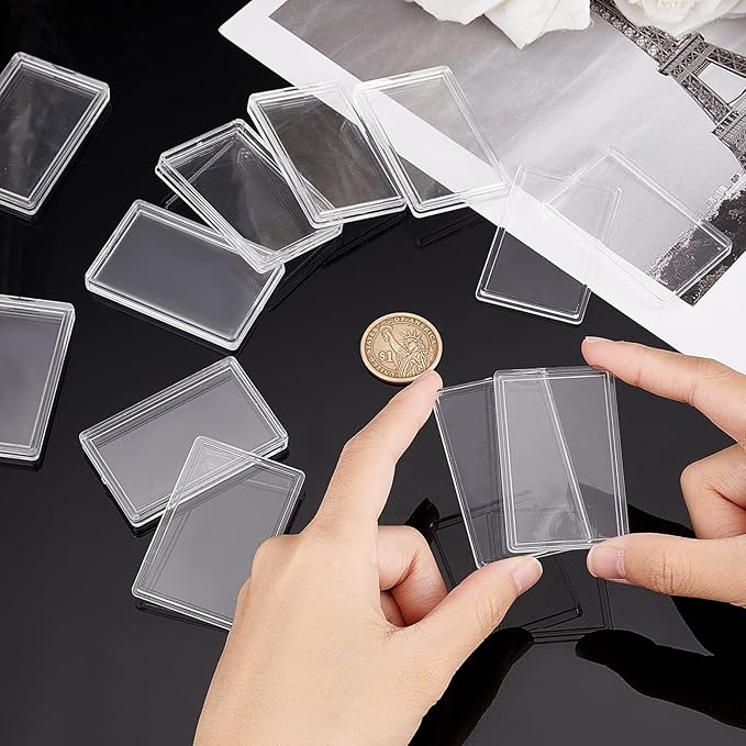 FINGERINSPIRE 18 Pcs Silver Bar Case 2.2x1.4 inch Acrylic Silver Bar Holder Clear Storage Container Compatible Silver Bar Box for 1oz Silver Bar 1 Troy Ounce Bar Collection of Coins