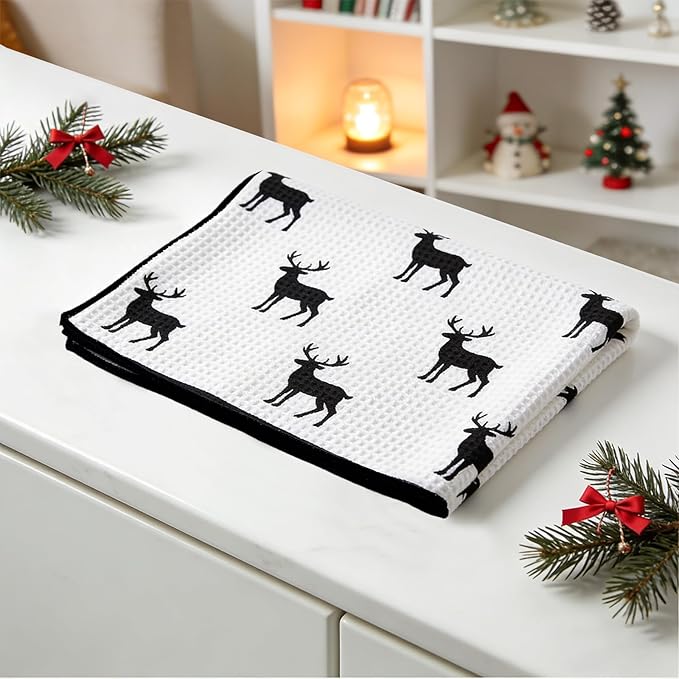 stonechic 40 Pack Sublimation White Towels Waffle Weave Kitchen Towels with Black Borders Blanks Microfiber Dish Drying Towel for DIY 16x24 Inch