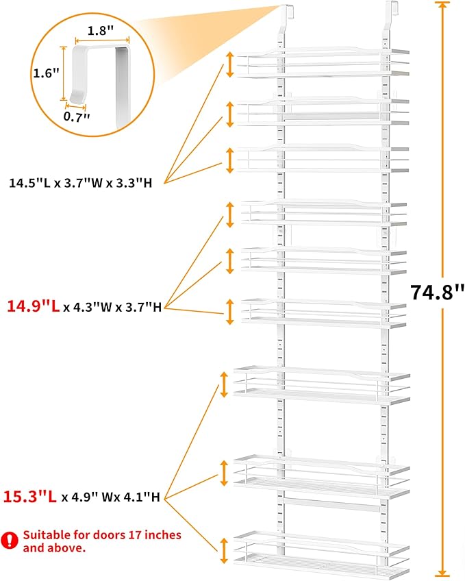 9-Tier Over Door Pantry Organizer - Drill-Free Storage for Small Kitchens