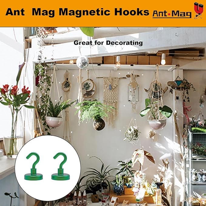 Ant Mag Strong Magnet Hooks 100lbs+ Pulling Force Neodymium Hooks Hangers Heavy Duty Used for Home Kitchen Refrigerator
