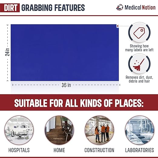 Sticky Mat - 24" x 36" - 120 Blue Sheets (Pack of 4 Mats - 30 Sheets per Mat) for Clean Rooms, Construction, Medical Facilities, Laboratories, Hospitals and Pets - Tacky Adhesive Mats