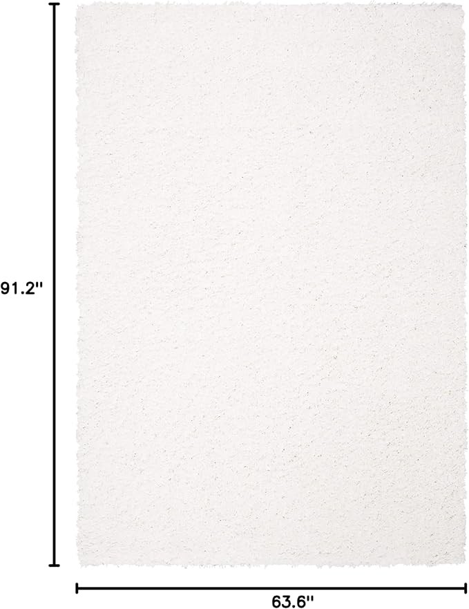 SAFAVIEH August Shag Collection Area Rug - 5'3" x 7'6", White, Solid Design, Non-Shedding & Easy Care, 1.5-inch Thick Ideal for High Traffic Areas in Living Room, Bedroom (AUG200A)