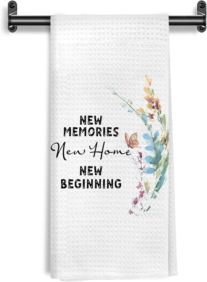 New Memories Home Beginning Kitchen Towels, House Warming Gifts New Home Hand Towels for Bathroom Kitchen Decorative, Housewarming Gifts for Women Dish Tea Towels Drying Cloth, 16x24 Inch