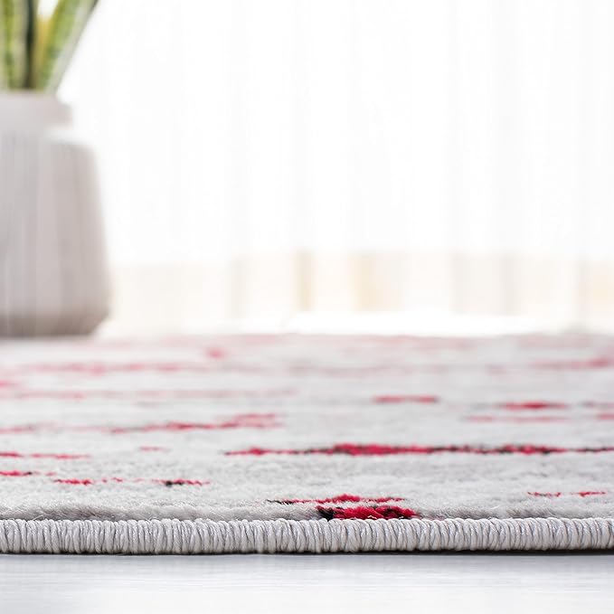 SAFAVIEH Skyler Collection 6' x 9' Grey/Red SKY186Q Modern Abstract Non-Shedding Living Room Dining Bedroom Area Rug