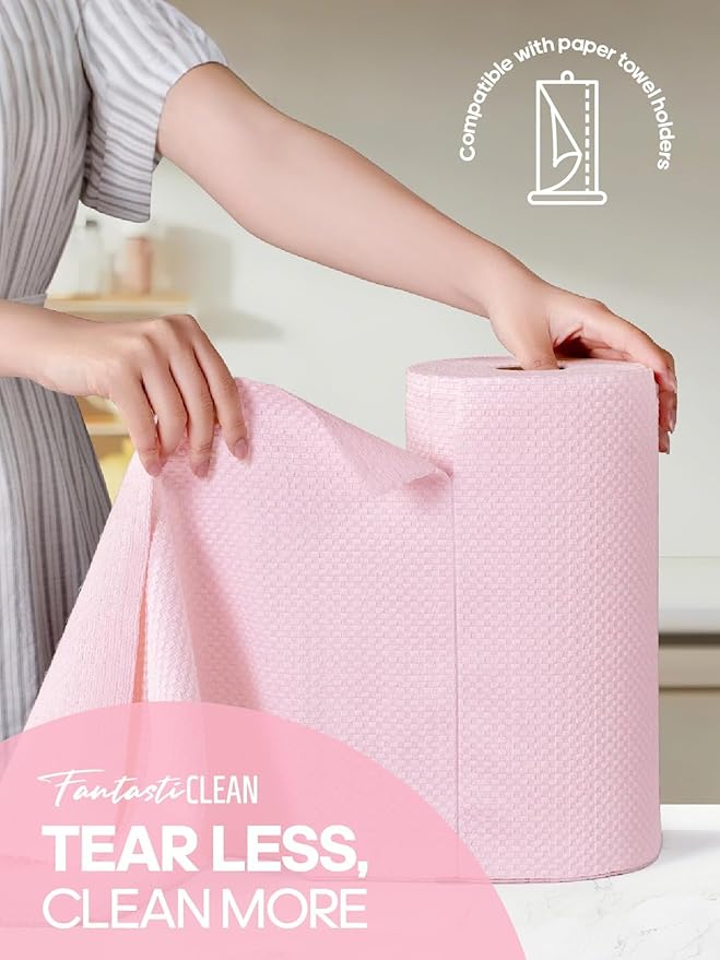 Fantasticlean Tear-Away Microfiber Cleaning Cloth Roll, Reusable Washable Kitchen Towels, Super Absorbent Dish Cloths