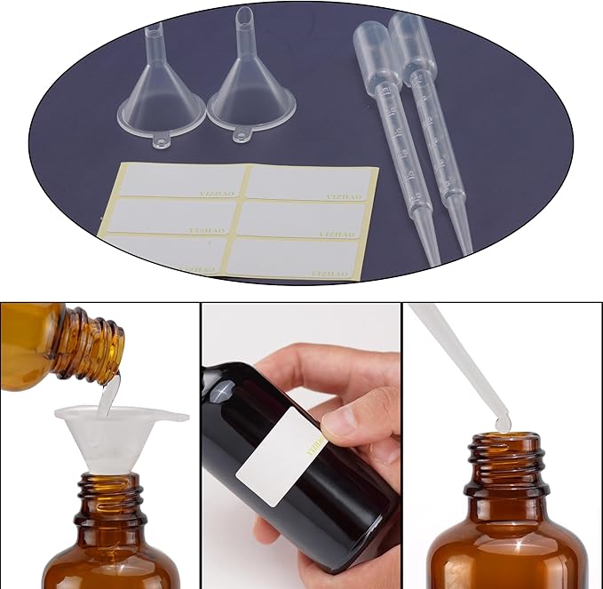 YIZHAO Clear Glass Spray Bottles 1oz, with Small Fine Mist Spray, Metal Cap, Refillable for Essential Oil,Travel,Cleaning,Perfume,Aromatherapy,Makeup – 6 Pcs