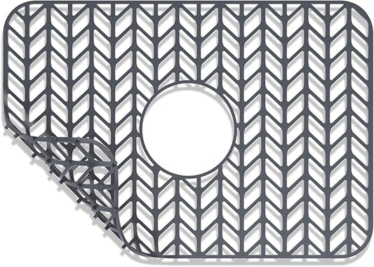 AWOKE Sink Protectors for Kitchen Sink | 18.2"x 12.5" Kitchen Sink Mats for Bottom of Kitchen Sink | Sink Inserts for Kitchen Sink of Stainless Steel Sink | Center Drain (Grey)